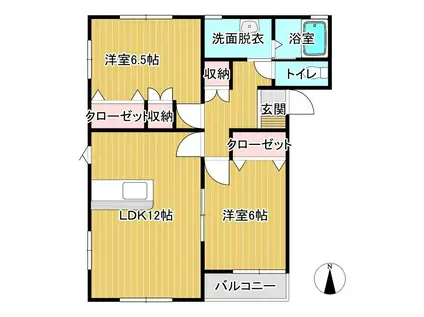 パークサイドクオーレI(2LDK/1階)の間取り写真