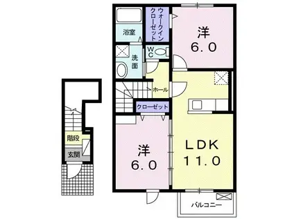 チェイスドリームA(2LDK/2階)の間取り写真