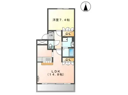 パーシモン(1LDK/2階)の間取り写真