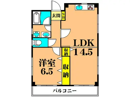アートグラスビル(1LDK/3階)の間取り写真