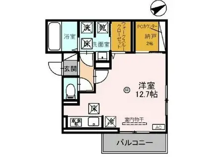 D-PLACE飾磨駅前(ワンルーム/1階)の間取り写真