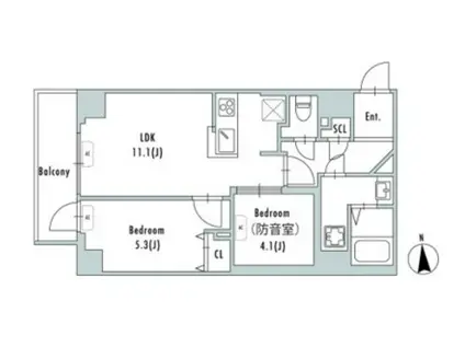 GRAN PASEO上野御徒町(2LDK/7階)の間取り写真