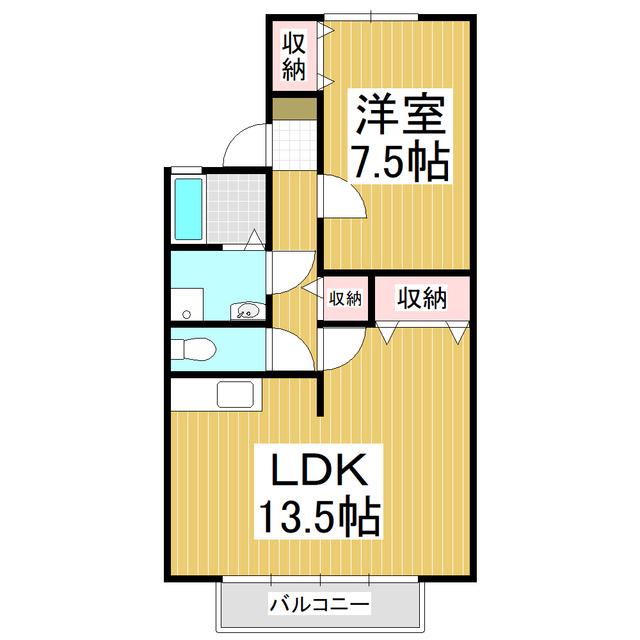 サン・フォレスト小林B(1LDK/1階)の間取り写真