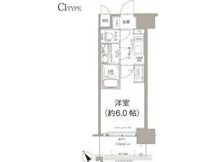 エスリード大阪デュアルゲート(1K/9階)の間取り写真