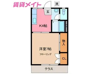 グリーンパーク A棟(1K/2階)の間取り写真