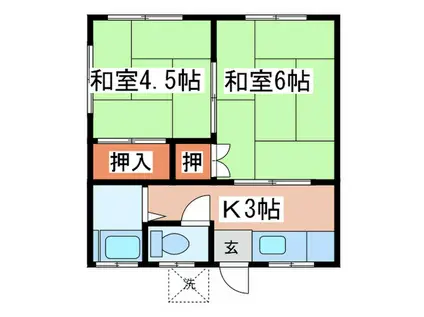 グリーンハイツ(2K/2階)の間取り写真