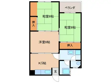 ルミウス北高下(2LDK/4階)の間取り写真