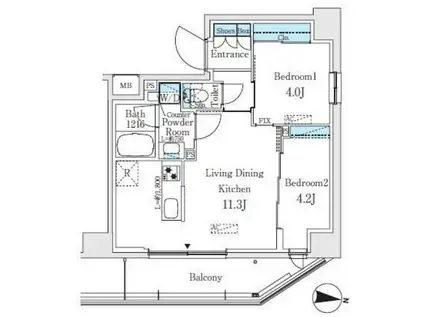 プライムブリス品川中延(2LDK/7階)の間取り写真
