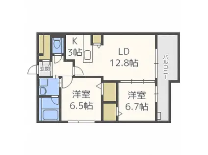 N-STAGE.STELLA(2LDK/2階)の間取り写真