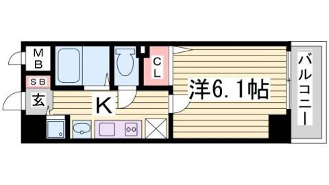 プレサンス神戸プレシャス(1K/9階)の間取り写真