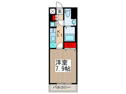 コンフォリア谷塚(1K/1階)の間取り写真