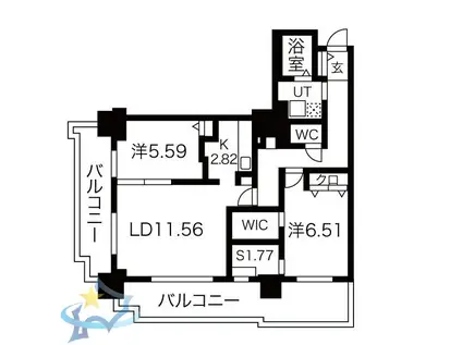 パシフィックタワー札幌(2SLDK/27階)の間取り写真