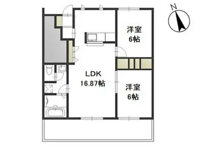 パインパレスI棟(2LDK/1階)の間取り写真