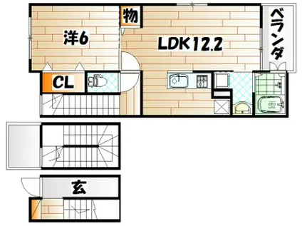 ポルタコスタA棟(1LDK/3階)の間取り写真