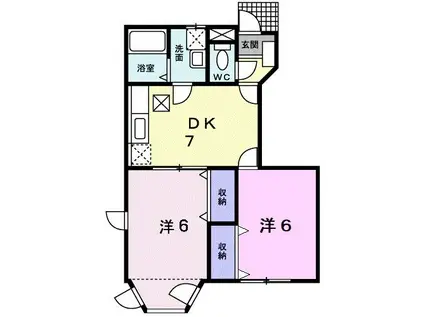 エレガントA(2DK/1階)の間取り写真
