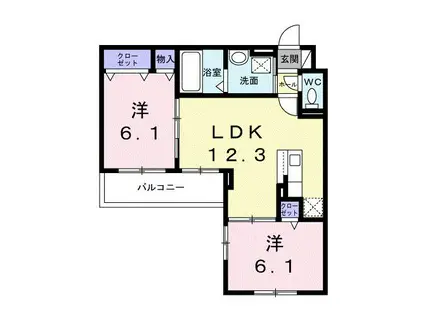 HILL COURT 水無瀬(2LDK/2階)の間取り写真