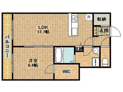 ドルフ橘(1LDK/1階)の間取り写真
