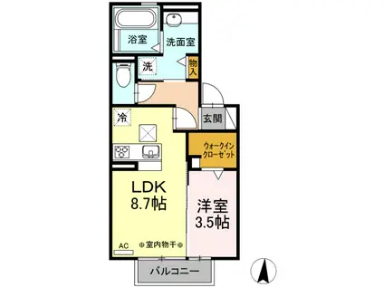 スジュール I(1LDK/1階)の間取り写真