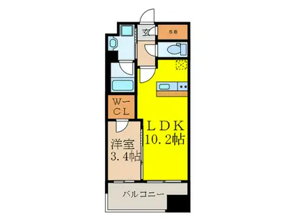 サンレムート江坂3RD(1LDK/3階)の間取り写真