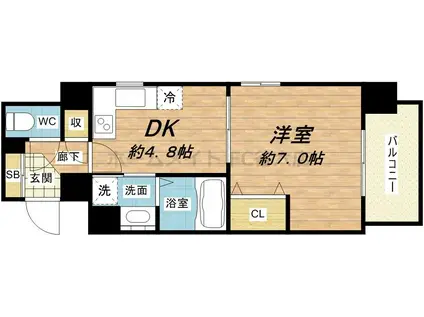 ユーレジデンス淀屋橋(1DK/3階)の間取り写真