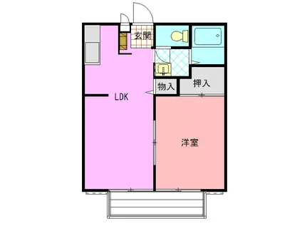 ビーライン友部(1LDK/2階)の間取り写真