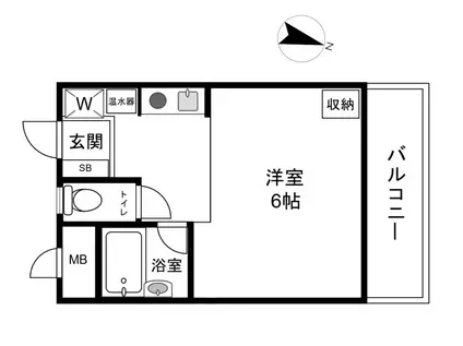 パークサイド六甲(1K/2階)の間取り写真