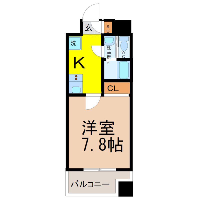 ヴィアロ千種スクエア(1K/4階)の間取り写真