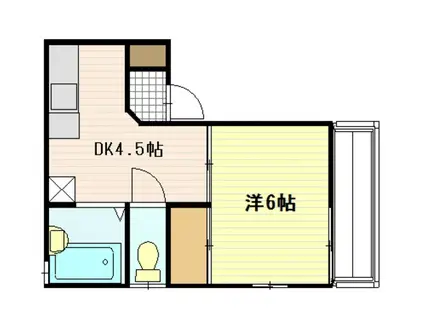 シャロームあさひ(1DK/1階)の間取り写真