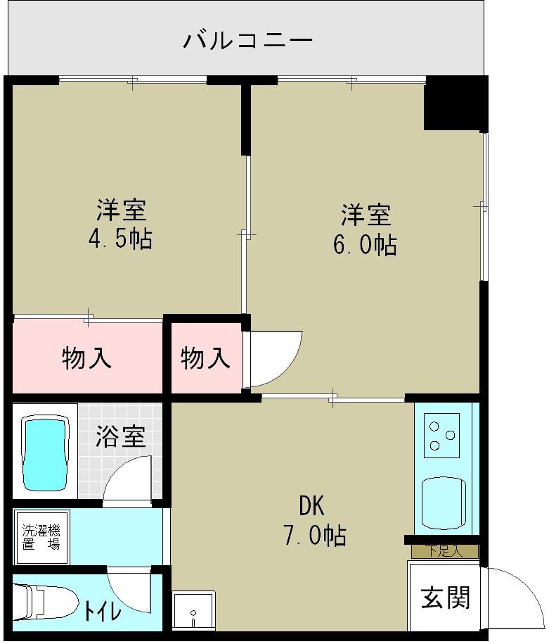 西川口パークハイツ並木(2DK/3階)の間取り写真