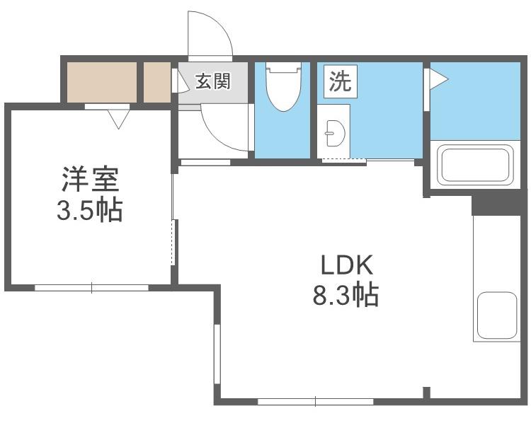KENT COLLECTION野幌駅前(1LDK/4階)の間取り写真