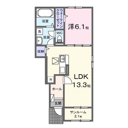ロードクロジット(1LDK/1階)の間取り写真
