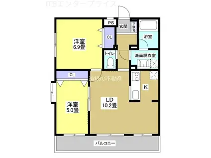 グランドガーデン凛(2LDK/1階)の間取り写真