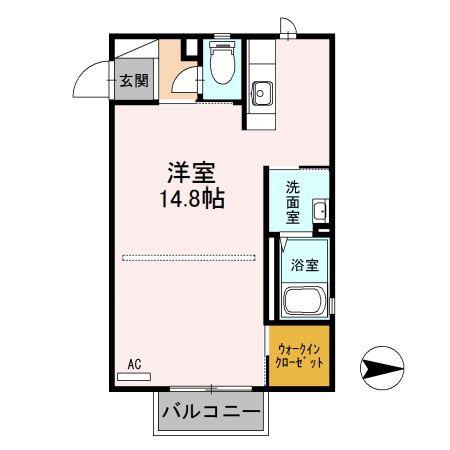 新潟県長岡市 2階建 築20年(ワンルーム/2階)の間取り写真