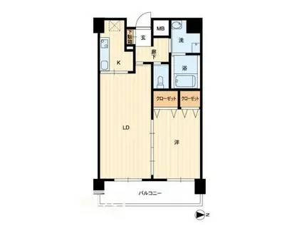 アルファレガロ栗林(1LDK/2階)の間取り写真