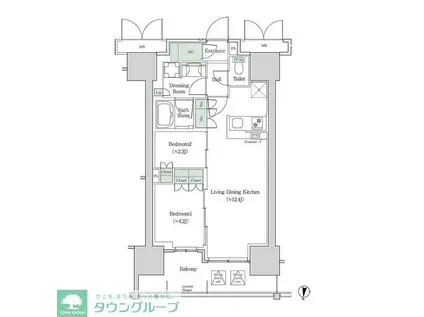 ブルックサイドレジデンス木場(2LDK/4階)の間取り写真