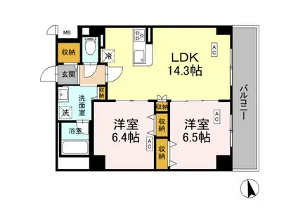 カスタリア西船橋II(2LDK/4階)の間取り写真