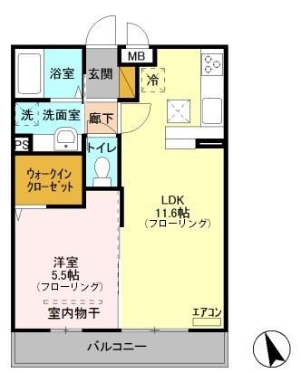 リヴェール(1LDK/1階)の間取り写真
