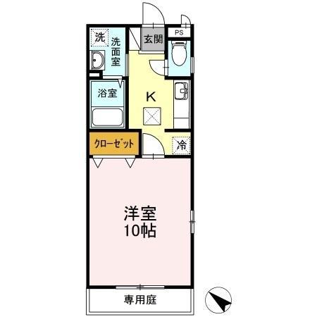 プリメーラ石井城上(1K/1階)の間取り写真