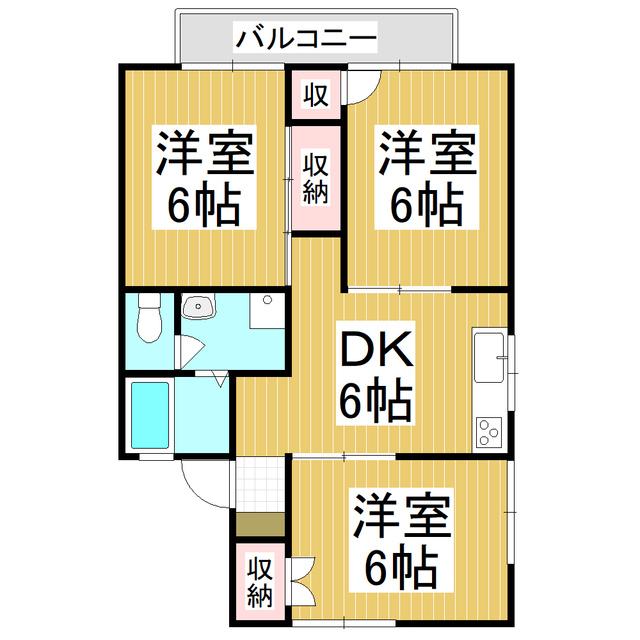 ビラ中洲(3DK/2階)の間取り写真