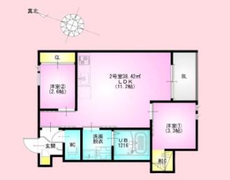 REGALEST KB 土呂駅前(2LDK/2階)の間取り写真
