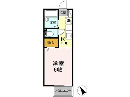 リビエールアンA棟(1K/2階)の間取り写真