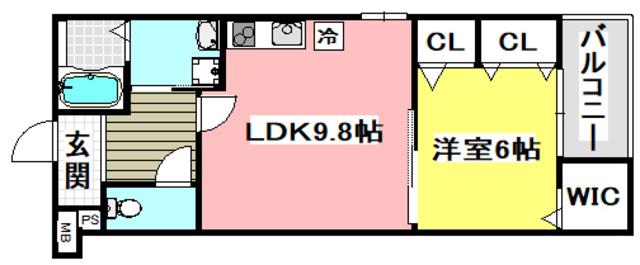 フジパレス沢良宜西一丁目(1LDK/3階)の間取り写真
