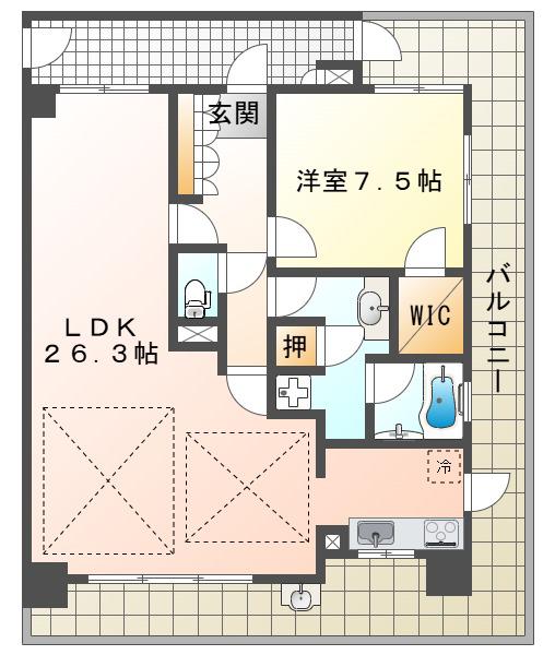 アルファステイツ塩屋駅前シーサイドテラス(1LDK/3階)の間取り写真