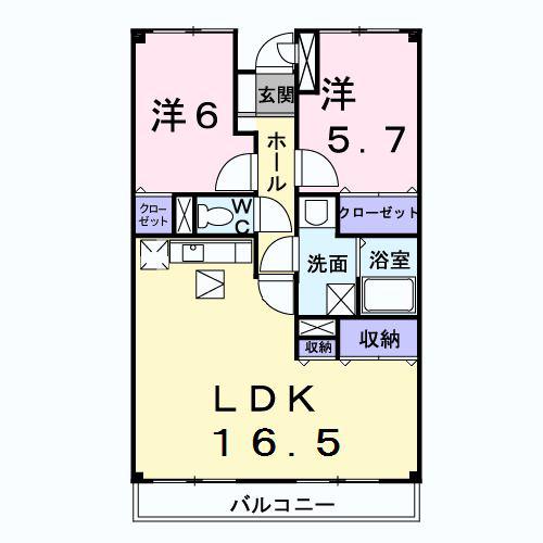 ヴィラ・アベニール(2LDK/1階)の間取り写真