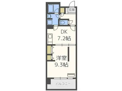ロイヤルパークスなんば(1DK/5階)の間取り写真