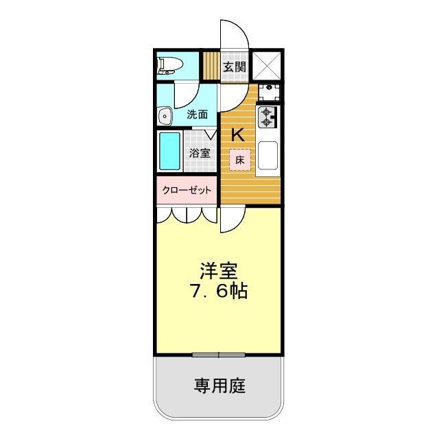 エスポアール(1K/1階)の間取り写真
