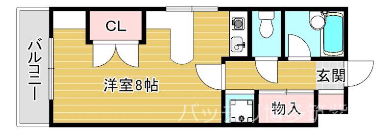 ベイサイドさくら(ワンルーム/2階)の間取り写真