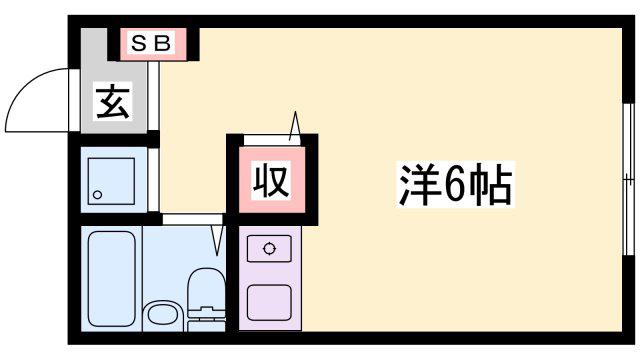 ノーブル寺家(ワンルーム/1階)の間取り写真