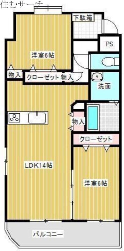 マスターズ・フォート(2LDK/2階)の間取り写真