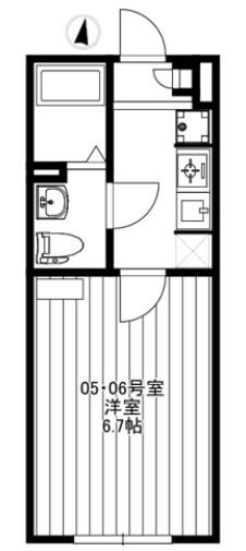 ルミノソ柴又(1K/1階)の間取り写真
